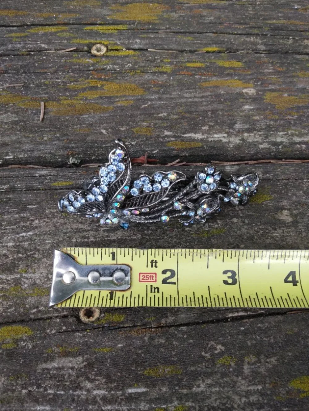 Butterfly Floral Blue Crystal Hair Barrette